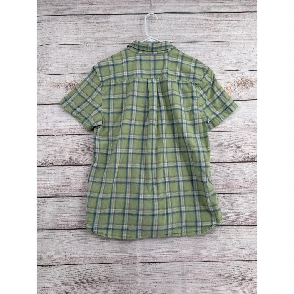 The North Face Button Up Shirt Mens L Green Plaid Short Sleeve Gorpcore Hiking